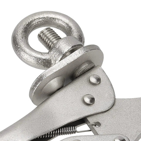 Close-up of Two Pack 9 Inch Drill Press Locking Clamps Heavy Duty Drill Press Vise Grips For Fixed Workpieces That Hold Them Tight