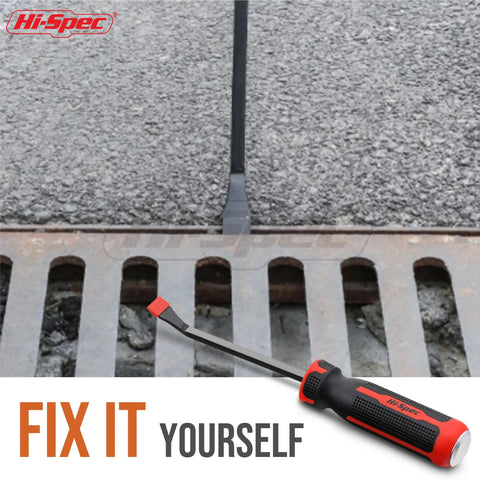 Beefy 8 Inch Pry Bar with Ergonomic Non Slip Handle and Striking Cap, Carbon Steel Build, rust-resistant coating, compact tool for lifting and prying.