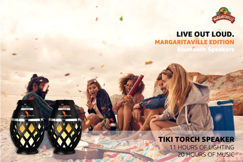 Waterproof Tiki Torch Bluetooth Speaker Two Pack Portable Party Speaker with Flickering LED Lights for Outdoor Use