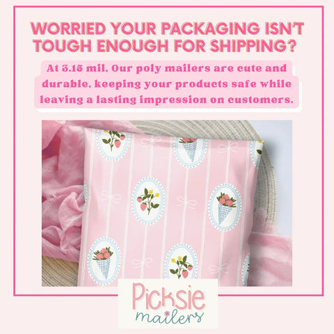 Cute Pink 10x13 Poly Mailers Pack Of 100 For Clothing Shipping Durable Lightweight Plastic Envelopes With Strawberry Bouquet Design