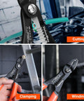 ValuMax 4-in-1 wire stripper tool with orange handles; cuts, strips, crimps and clamps 10–20 AWG.