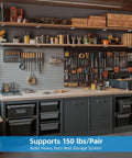 Heavy Duty Floating Shelf Brackets 10 Inch L Shape Metal Wall Mount Supports Smooth Matte White 160 Pound Capacity 6 Pack on tool storage wall