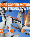 Tough As Nails 2X72 Belt Grinder Sander with strong copper motor and sparks, ideal for metal and woodworking.