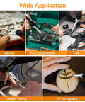 Pro Grade Soldering Iron Kit With 80W Power And LCD Temperature Readout From 180 To 520 Degrees Celsius used on various applications including watches, PCB boards, toys, jewelry and DIY.