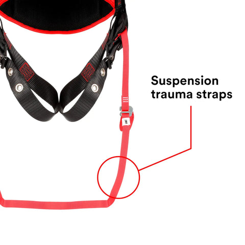 Protecta Pro3 Comfort Full Body Harness showing suspension trauma straps feature in medium large size for worksite construction.