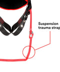 Close-up of All Day Comfort Construction Style Positioning Harness With Easy Link Web Adapter suspension trauma straps detail