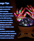 Hands with colorful lights from Awesome Kids Night Light Projector With Remote for Baby Room Starry Nursery Night Light