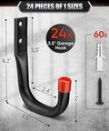 24 Pack Heavy Duty Garage Hooks With EVA Pads 3.5 Inch Wall Mount Hooks 100 Lbs Capacity
