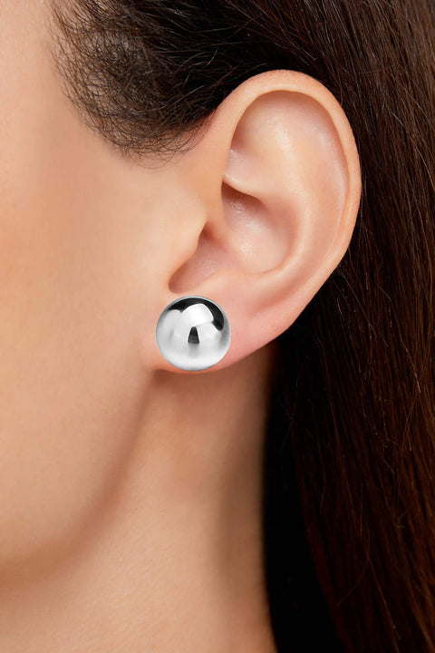 925 Sterling Silver 18K Gold Plated Ball Stud Earrings Unisex For Women And Men White 14mm Diameter With Easy Friction Back Post Jewelry Hypoallergenic Comfort Fit Earrings Perfect For Everyday Wear Gift Ready, 14mm ball stud on ear