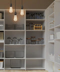 Vintage Exposed Filament LED ST19 Bulbs With Clear Glass Hanging Above Storage Shelves