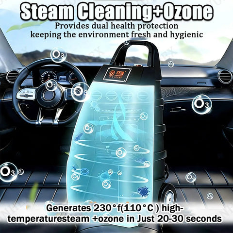 Professional 3000W Portable Steam Cleaner With Large 3.5L Tank For Floors And Upholstery High Pressure Hot Steamer in car interior.
