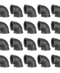 Three Quarter Inch Pipe Fitting Elbow Set, 20 Pack, Gray Cast Malleable Iron Threaded Elbows DN20 for DIY Plumbing