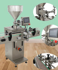 Heavy Duty Servo Automated Paste And Liquid Filling Machine 100 To 1000 Milliliter Capacity with stainless steel funnel and control panel.