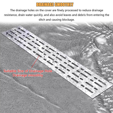 Installed Heavy Duty 304 Stainless Steel Trench Drainage System Kit For Courtyards Outdoor Pathways Lawn And Driveways Hidden Drainage French Drain Style Concrete Trench Drainage Solution For Wet Weather Water Flow