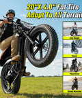 Beast 1500W Peak Electric Bike For Adults With Fat Tire 20 Inch Wheels in action on grass field, showcasing versatility.