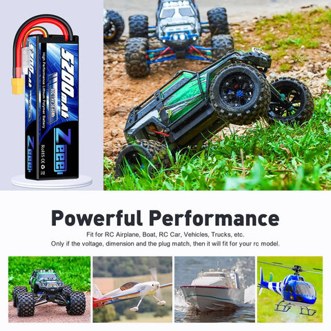 2S 5200mAh RC LiPo Battery 7.4V 80C With XT60 Plug Hard Case for RC cars, trucks, planes, and drones in action