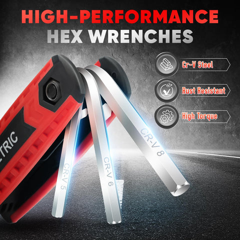 Two Pack Folding Hex Key Set 17 Piece Allen Wrenches With Metric And SAE Sizes for bike repair and home DIY projects.