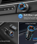 Top Tier 65W 4 Port Usb C Car Charger 3 Pack With Digital Voltmeter PD 30W Quick Charge installed in car dashboard.