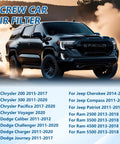 SUV on a misty road with list of car models for Air Box Bolt Screws 5 Pack Replaces 6509605AA And 11549031 Compatible With Chrysler Jeep Dodge Ram