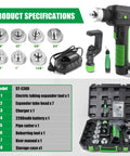 Pro Super Stars Electric Tubing Expander Swaging Tool Kit W 2200mAh Battery includes seven heads, charger, and case for HVAC work.