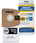 40 Pack Premium SuperVac Type MM Vacuum Bags for Eureka Mighty Mite Canister Vacuums Fits Models 3670 3680 60295A 60295B 60297A Value Packed Replacement Bags with Easy Fit and Strong Paper Keeping Your Home Clean box with MM bags displayed