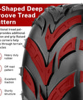 145/70-6 Mini Bike Tires Tubeless Replacement with deep groove V tread pattern close-up