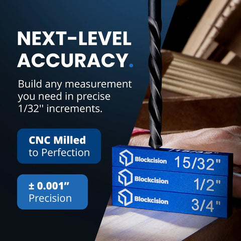Pro Grade Aluminum Setup Blocks For Woodworking Speed Up Your Setup With Height Gauge Blocks, showing precision measurements.