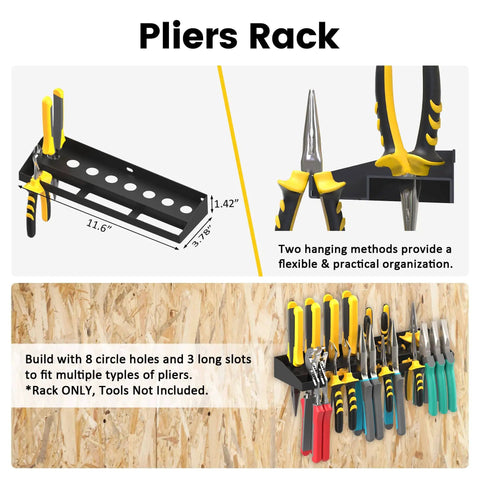 Wall Mounted Tool Rack Set 4 Pack Handy Screwdriver Organizer, Pliers Holder And Hammer Rack With Metal Hardware Tray.