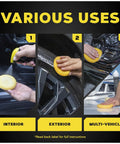 4 Inch Foam Applicator Pads For Car Polish And Wax Great For Pro Detailers And DIY Auto Pros Ultra Soft Tight Cell Foam being used on car interior, wheels, and exterior surfaces.