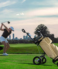 Ladies PU Leather Golf Cart Bag With Dual Handles, 14-Way Full-Length Top Dividers, Ultra Lightweight, Sandstone on golf course