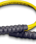 Beefy High Pressure Hydraulic Hose 700 Series Yellow Six Feet Long One Quarter Inch Inner Diameter With Dual Steel Braids And Polyurethane Coating And Three Eighths Inch Couplers For Pumps Cylinders And Tools coiled