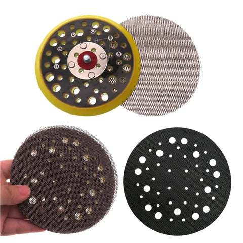 Kickstart Your Woodwork With These 5 Inch Mesh Sanding Discs, The Ultimate Hook And Loop Abrasive Set For Furniture showing three 5-inch sanding discs.