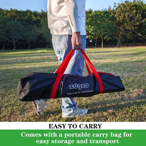 Person holding carry bag for Heavy Duty 7x7ft Portable Baseball And Softball Practice Net for easy transport