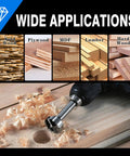 3.5 Inch Forstner Drill Bits For Hardwoods Plywood And Plastic Featuring Razor Sharp Serrated Teeth, drilling in wood surface.