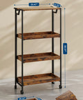 Large 4-Tier Collapsible Wooden Storage Shelf With Heavy Duty 100 Lb Capacity And Locking Wheels Space Saving Organizer