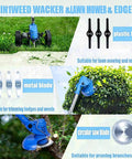 Powerful Cordless Weed Wacker With 21V Battery, 3 In 1 Brush Cutter And Lawn Trimmer, showing plastic, metal, circular blades
