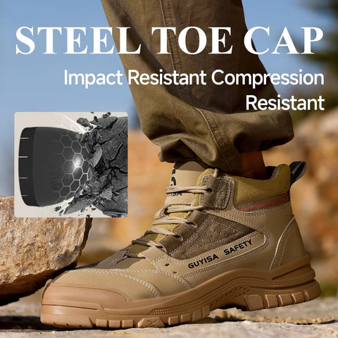 Men's Steel Toe Boots For Work Puncture Resistant With Kevlar Midsole Lightweight Safety Shoes For Construction Warehouse Factory Brown Size 9.5 Built Tough For All Day Comfort And Impact Protection