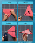 Folding and flying process of Next Gen Smartphone Controlled Paper Airplane Kit With Autopilot And Gyro Stabilizer RC Flight