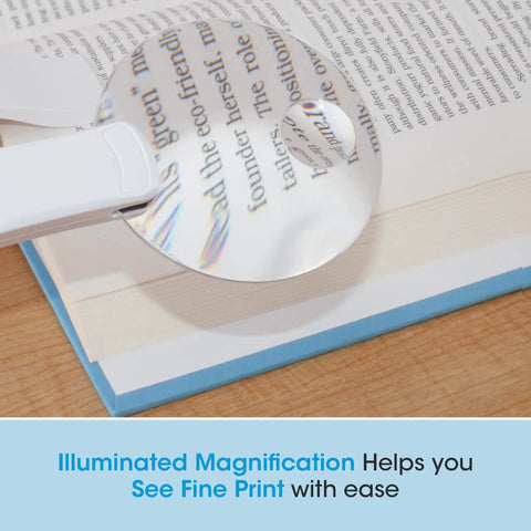 2 In 1 Sewing Machine Light With Clip On Lamp And Magnifier showing illuminated magnification on book text