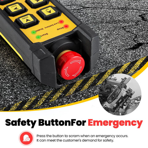 Wireless Crane Remote Control For Hoist And Truck 12V Four Button Industrial Crane Controller Emergency Safety Button