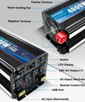 Heavy Duty 4000W Sump Pump Backup Battery System With Pure Sine Wave Output LCD Remote Control Four AC Outlets close-up of inverter ports