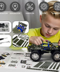 Child assembling a Jeep from the Hands On 283 Piece Metal Construction Kit For Builders Ages 8 To 12 With Erector Style Mechanics STEM
