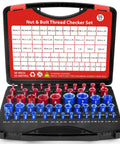 55 Piece Thread Gauge Set For Nuts And Bolts With 30 Inch Standard And 25 Metric Sizes in open storage box showing gauges