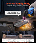 50A Non Touch Pilot Arc Plasma Cutter With Dual Voltage 110V 220V shown cutting metal with precise clean edges, IGBT technology