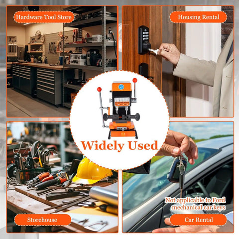 Badass Vertical Cutter And Duplicator Machine With Adjustable Speed Drill Bits For Precision Metal Grooving and no sweat door car duplication runs on 110 or 220 V plug in easy setup in hardware tool store.