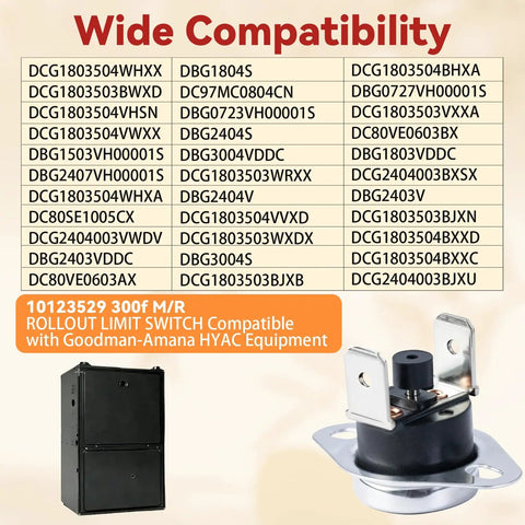Top Shelf Manual Reset Rollout Switch To Keep Your HVAC Furnace Running Smooth And Dead Safe At 300 Degrees With Heavy Duty Thermal Cutoff Relay Built Tough For Amana And Goodman Units