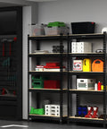 Beefy 5 Tier Adjustable Garage Storage Shelves Rack Heavy Duty Metal Utility Shelf Unit with assorted items, 28W x 12D x 59H