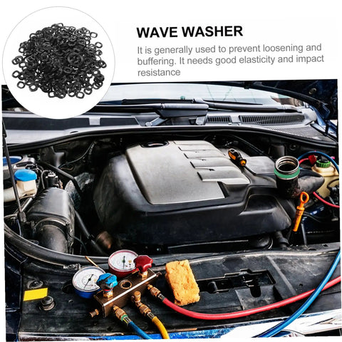 Heavy Duty Wave Spring Washers Set 500Pcs Assortment Kit Compression Type Gasket Machine Gasket Spring Steel Wave Washers For Machinery And Automotive Repairs Prevent Loosening And Dampens Vibration, black washers for car engine repair