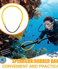 Diver with speargun, using Six Pack Pole Spear Slings for Speargun Rubber Hawaiian Sling Set, underwater scene.