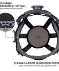 Interior view of Type 2 Non Vented Full Brim Hard Hat With Chin Strap Class E Protection Up To 20kV Six Point Suspension with padding.